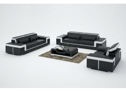 Skórzana sofa kanapa Żywy krajobraz 3+2+1 Siedziba Ustawić Design Modern Sofa