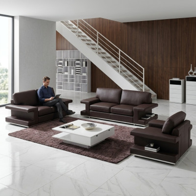 Skórzana sofa Żywy krajobraz 3+2+1 Siedziba Ustaw Design Couch Nowoczesna Sofa