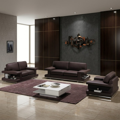 Skórzana sofa Żywy krajobraz 3+2+1 Siedziba Ustaw Design Couch Nowoczesna Sofa