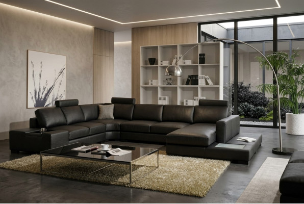 Skórzana sofa designerska sofa U w kształcie Żywy krajobraz dekoracja kanapy podkładka narożnikowa kanapa