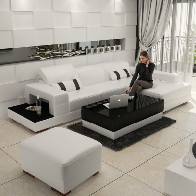 Skórzana sofa kanapa w kształcie litery L Żywy krajobraz Narożnikowa kanapa Narożnik Ustawić Design