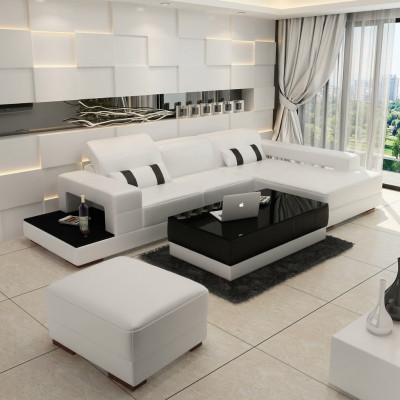 Skórzana sofa kanapa w kształcie litery L Żywy krajobraz Narożnikowa kanapa Narożnik Ustawić Design