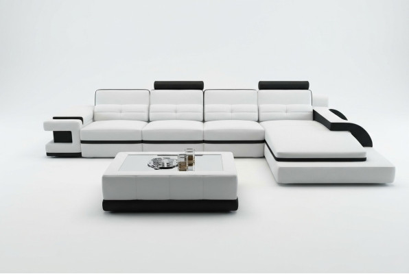 Narożnikowa kanapa Sofa w kształcie litery L Szara Podkładka Skóra Modern Illuminated