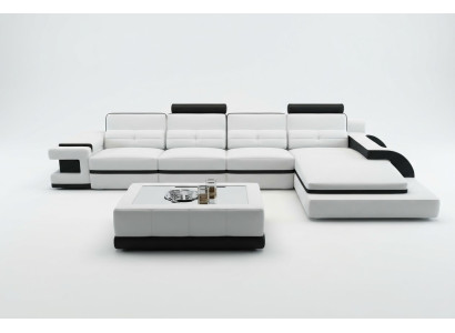 Narożnikowa kanapa Sofa w kształcie litery L Szara Podkładka Skóra Modern Illuminated