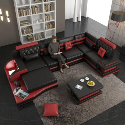 Narożnikowa kanapa skórzana kanapa duża xxl w kształcie litery U Żywy krajobraz sofa kanapa Ustawić