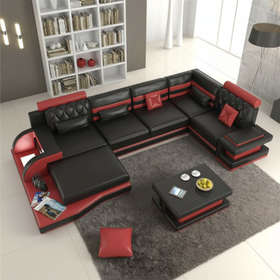 Narożnikowa kanapa skórzana kanapa duża xxl w kształcie litery U Żywy krajobraz sofa kanapa Ustawić