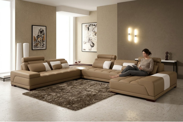 Narożna kanapa skórzana Podkładka Żywy krajobraz Couch Sofa Zestaw narożny UForm