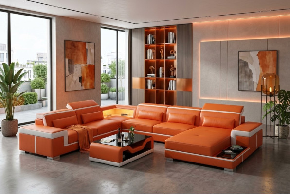 Sofa Couch Podkładka Ustawić Żywy krajobraz Design Narożnikowa kanapa Skóra Nowość
