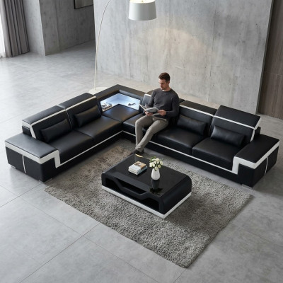 Designerska Sofa Kanapa Narożnikowa kanapa Skóra Włókienniczy Ustawić Żywy krajobraz Podkładka