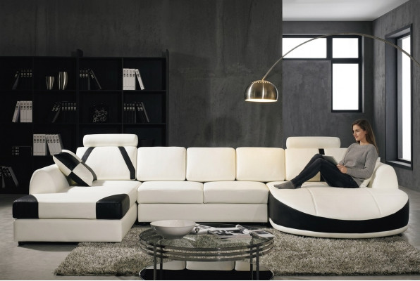Narożna kanapa skórzana Podkładka Żywy krajobraz Sofa Zestaw narożny w kształcie litery U