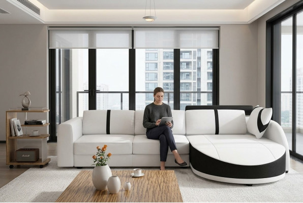 Designerska sofa rozkładana Podkładka Ustawić Narożnikowa kanapa Skóra tekstylna do salonu