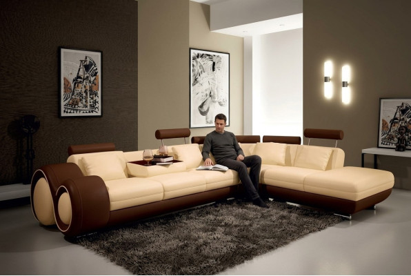 Narożnikowa kanapa Sofa Kanapa Podkładka Żywy krajobraz Skóra Sofy Ustawić LForm