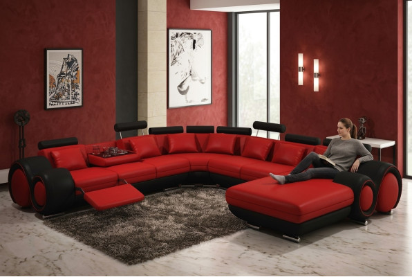 Skórzana sofa Kanapa Podkładka Siedziba Ustawić Kanapy Żywy krajobraz BIG XXL