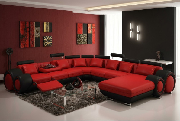 Skórzana sofa Kanapa Podkładka Siedziba Ustawić Kanapy Żywy krajobraz BIG XXL