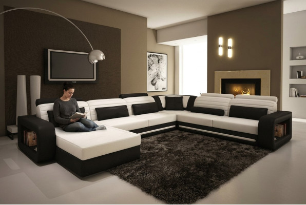 Sofa U Shape Sofa Podkładka Narożnikowa kanapa Ustawić Żywy krajobraz Skóra Design