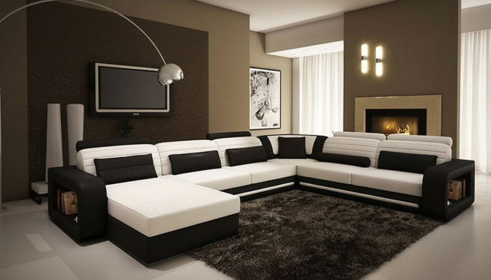 Sofa U Shape Sofa Podkładka Narożnikowa kanapa Ustawić Żywy krajobraz Skóra Design