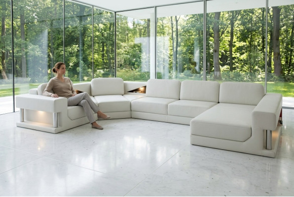 Skórzana sofa Narożnikowa kanapa Ustawić Podkładkę w kształcie litery U, kanapę, projekt sofy