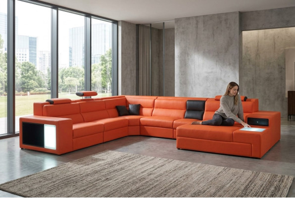 Narożnikowa kanapa skórzana kanapa duża xxl w kształcie litery U Żywy krajobraz sofa ozdobna kanapa Ustawić