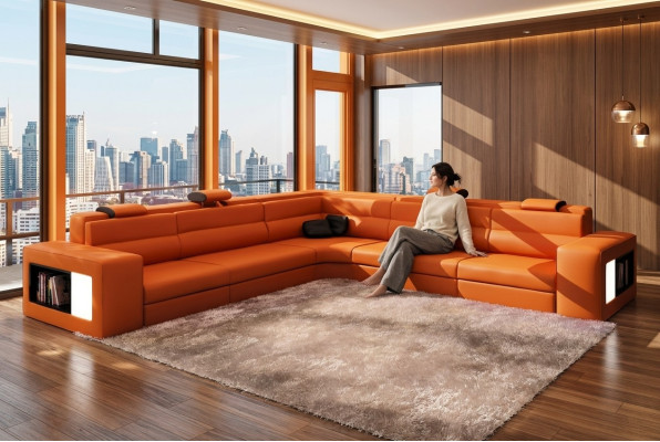 Nowoczesna kanapa Narożnikowa w kształcie litery L Podkładka Skóra Design Sofa Ustawić