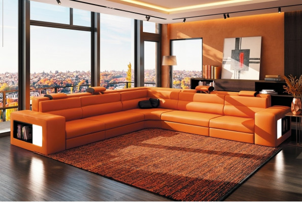 Nowoczesna kanapa Narożnikowa w kształcie litery L Podkładka Skóra Design Sofa Ustawić