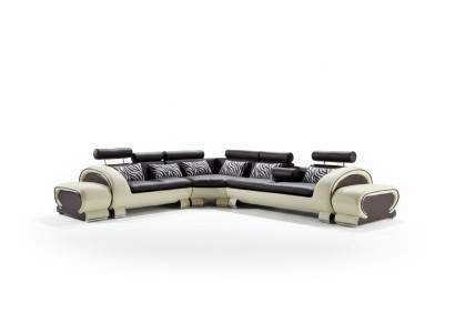 Narożnikowa kanapa L-Shape 2x Stołek Sofa Kanapa Design Szara Podkładka Skóra Moderne
