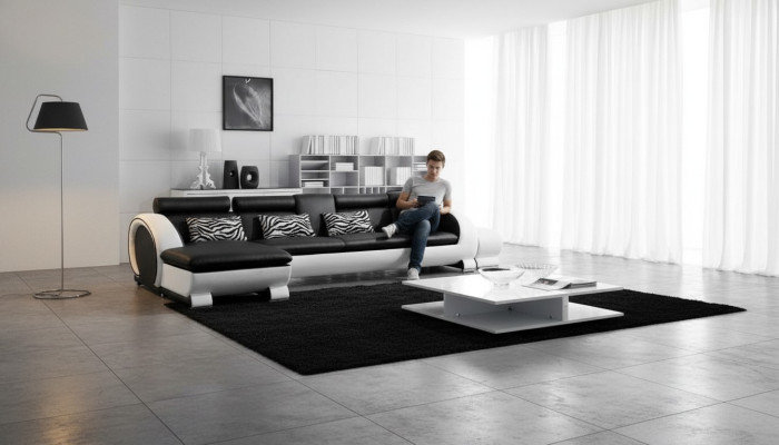 Narożnikowa kanapa skórzana sofa Żywy krajobraz sofa dekoracyjna w kształcie litery L Podkładka Siedziba Narożnik
