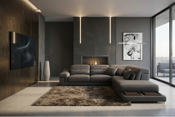 Narożnikowa kanapa Designerska sofa w kształcie litery L Narożnikowa kanapa kanapa Skóra Podkładka Włókienniczy sofy