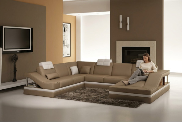 Narożna kanapa skórzana Podkładka Sofa Żywy krajobraz Couch Zestaw narożny w kształcie litery U