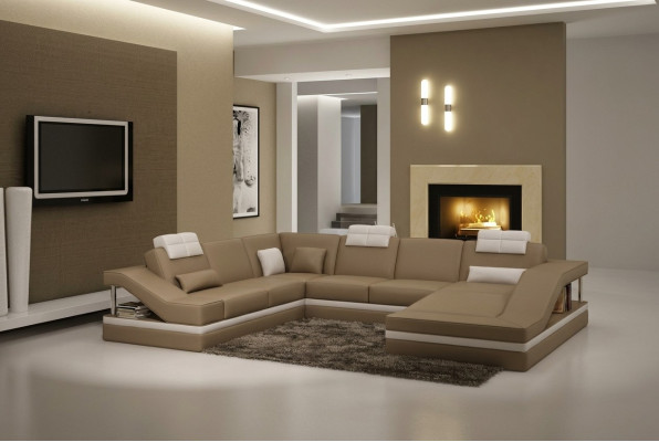 Narożna kanapa skórzana Podkładka Sofa Żywy krajobraz Couch Zestaw narożny w kształcie litery U