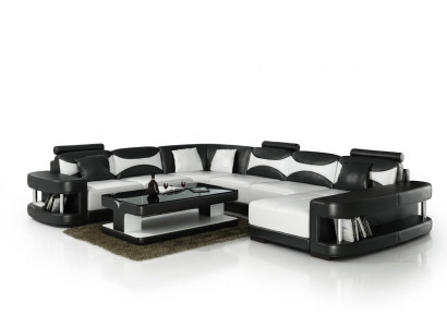 xxl duży Żywy krajobraz U Form Narożnikowa kanapa Sofa Couch Podkładka Ustawić Skóra