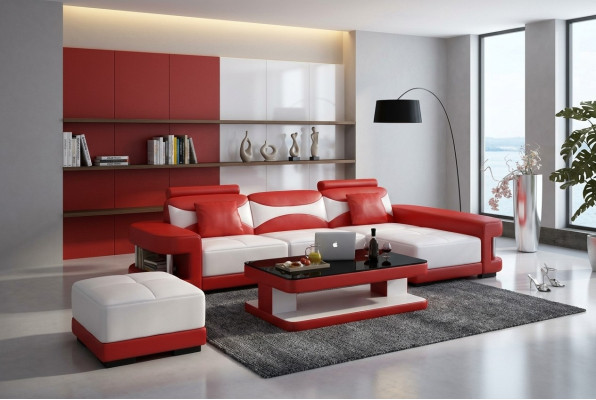 Skórzana sofa Narożnikowa kanapa Stołek Ustawić Podkładkę LForm Couch Sofa Design