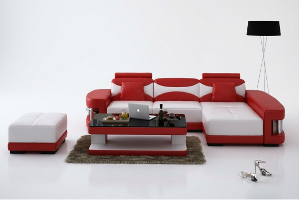 Skórzana sofa Narożnikowa kanapa Stołek Ustawić Podkładkę LForm Couch Sofa Design