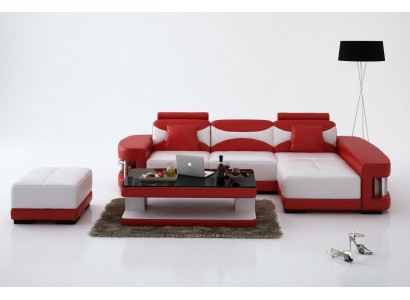 Skórzana sofa Narożnikowa kanapa Stołek Ustawić Podkładkę LForm Couch Sofa Design