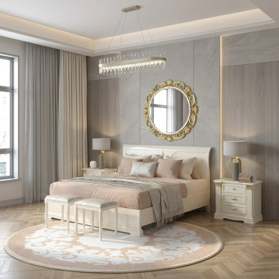 Łóżko + 2x Stolik nocny 3 szt. Zestaw Sypialnia Design Nowoczesne Luksus Klasyczne Meble Solidne drewno