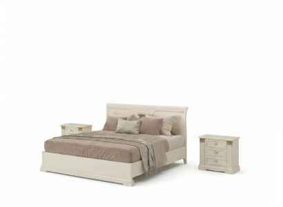 Łóżko + 2x Stolik nocny 3 szt. Zestaw Sypialnia Design Nowoczesne Luksus Klasyczne Meble Solidne drewno