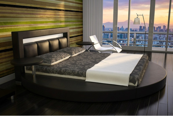 Okrągłe łóżko Okrągły Design łóżko Skóra Hotel Double Frame Luxury Sleep