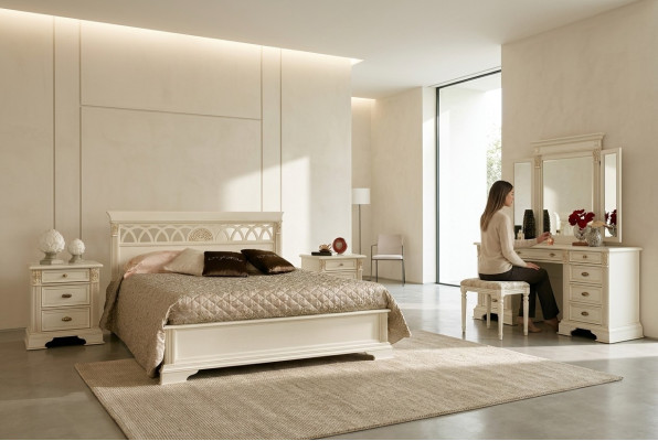 Luksusowy zestaw Sypialnia 6 sztuk. Łóżko 2x Stolik nocny Toaletka Designerskie Meble Solidne drewno