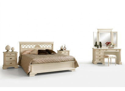 Luksusowy zestaw Sypialnia 6 sztuk. Łóżko 2x Stolik nocny Toaletka Designerskie Meble Solidne drewno