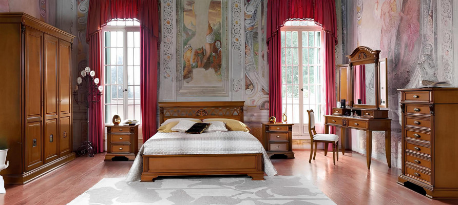 Luksusowy zestaw Sypialnia 8 sztuk. Łóżko + 2x Stolik nocny +Toaletka Designerskie Meble Solidne drewno