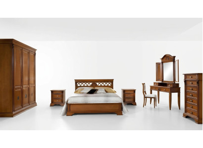 Luksusowy zestaw Sypialnia 8 sztuk. Łóżko + 2x Stolik nocny +Toaletka Designerskie Meble Solidne drewno