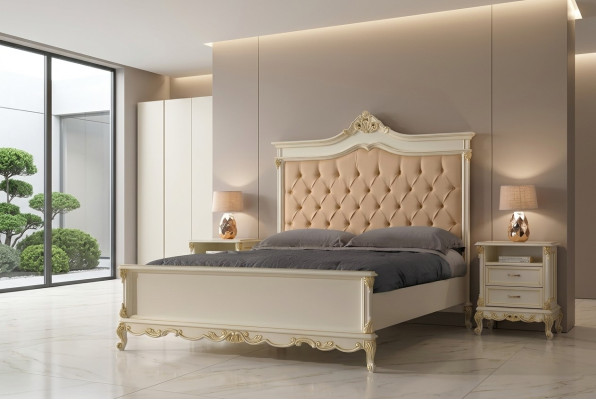 Łóżko Chesterfield Design Luxury Hotel łóżko Solidne drewno 180x200 Sleep Pokój Meble Włochy
