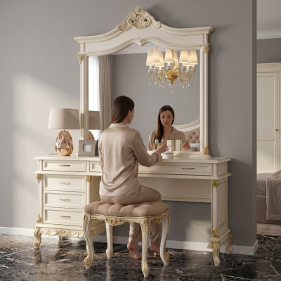 Toaletka z Lustro Luxus konsola Kredens Sypialnia Barock Rokoko Solidne drewno