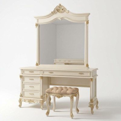 Toaletka z Lustro Luxus konsola Kredens Sypialnia Barock Rokoko Solidne drewno