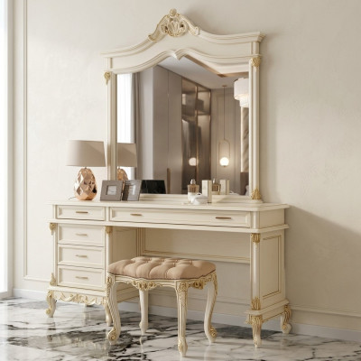 Toaletka Barokowe Rokoko Konsole stoły + Stołek Toaletka Make Up Tabela Solidne drewno