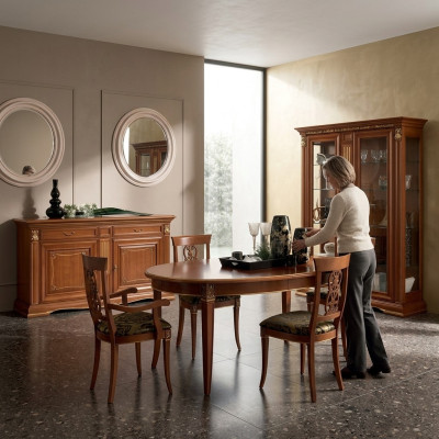 jadalnia Kompletny Tabela Kredens 4x Krzesło Zestaw Galota Baroque 7-częściowy. Solidne drewno