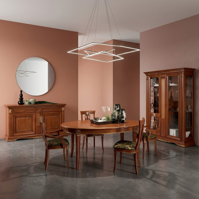jadalnia Kompletny Tabela Kredens 4x Krzesło Zestaw Galota Baroque 7-częściowy. Solidne drewno