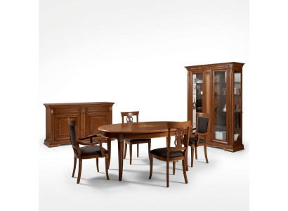 jadalnia Kompletny Tabela Kredens 4x Krzesło Zestaw Galota Baroque 7-częściowy. Solidne drewno
