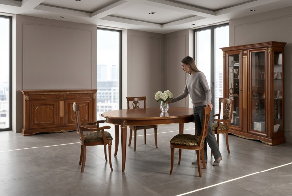 Ess Tabela Ustaw Designer stoły + 4x Krzesło Zestaw Solidne drewno Kompletny zestaw Living