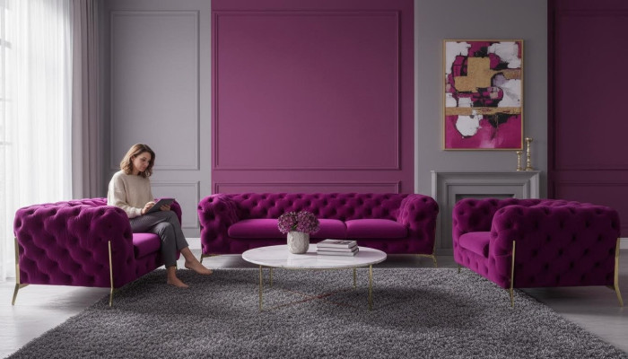 Projektant Chesterfield Zestaw sofowy Sofa Kanapa Podkładka Zestaw w Aksamicie 3+2+1 miejsce do siedzenia