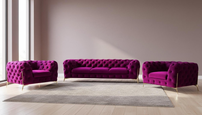 Projektant Chesterfield Zestaw sofowy Sofa Kanapa Podkładka Zestaw w Aksamicie 3+2+1 miejsce do siedzenia